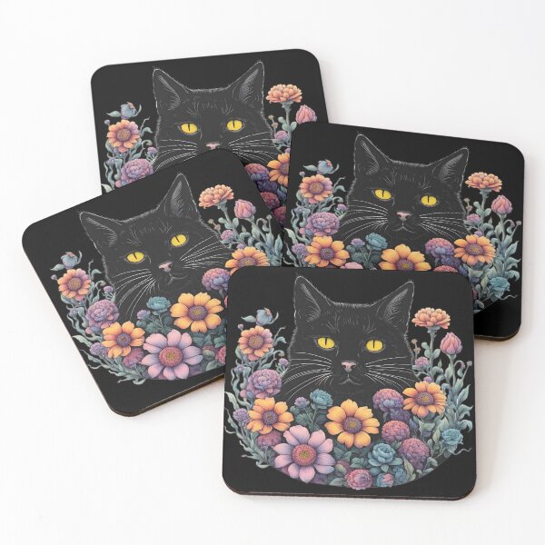 Artikelvorschau, Retro schwarze Katzenblumen ColorfulArt entworfen und verkauft von Catophile.