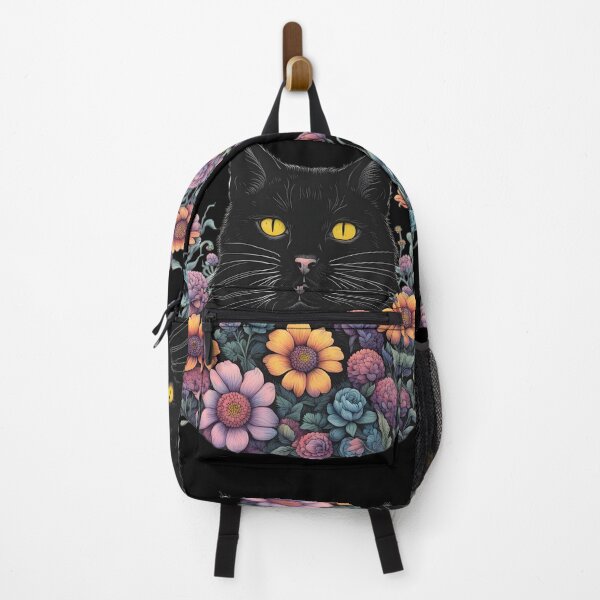 Item preview, retro Black Cat flowers ColorfulArt designed and sold by Catophile.