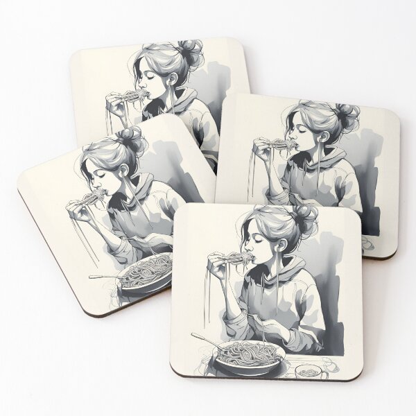 Item preview, Girl Eating Spaghetti designed and sold by Ayshopcog.