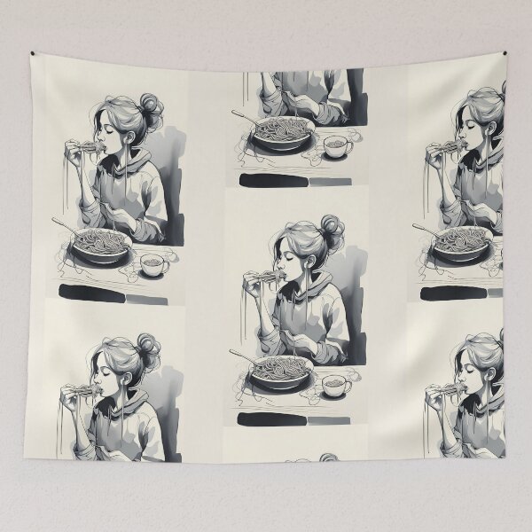 Item preview, Girl Eating Spaghetti designed and sold by Ayshopcog.
