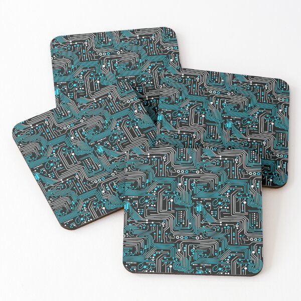 Item preview, Blue and White Circuit Board Pattern on Black designed and sold by Blue-Banana.