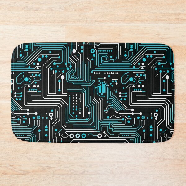 Item preview, Blue and White Circuit Board Pattern on Black designed and sold by Blue-Banana.