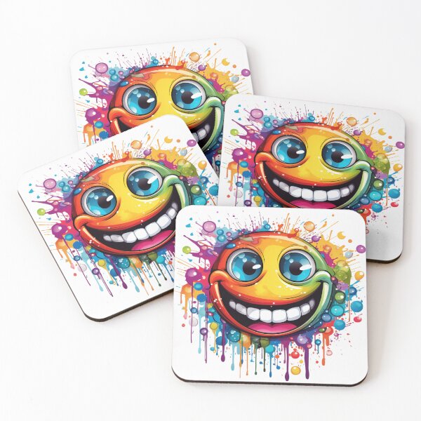 Item preview, Comic smily yellow colorful black laughing round face designed and sold by G-M-Designs.