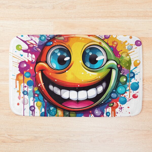 Item preview, Comic smily yellow colorful black laughing round face designed and sold by G-M-Designs.