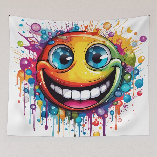Item preview, Comic smily yellow colorful black laughing round face designed and sold by G-M-Designs.