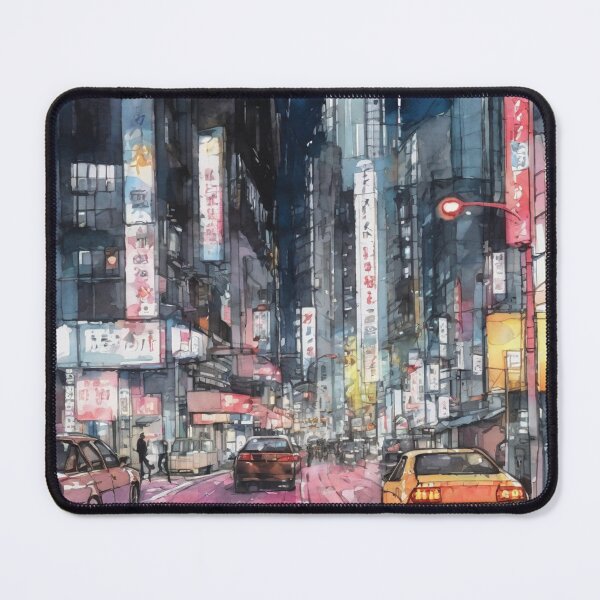 Item preview, Watercolour urban sketch of busy Tokyo intersection designed and sold by ailia-hikaru.