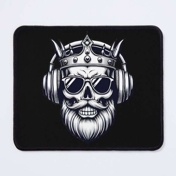 Item preview, King viking skull wearing sunglasses and listening to music with headphones designed and sold by PuFFYTiC.