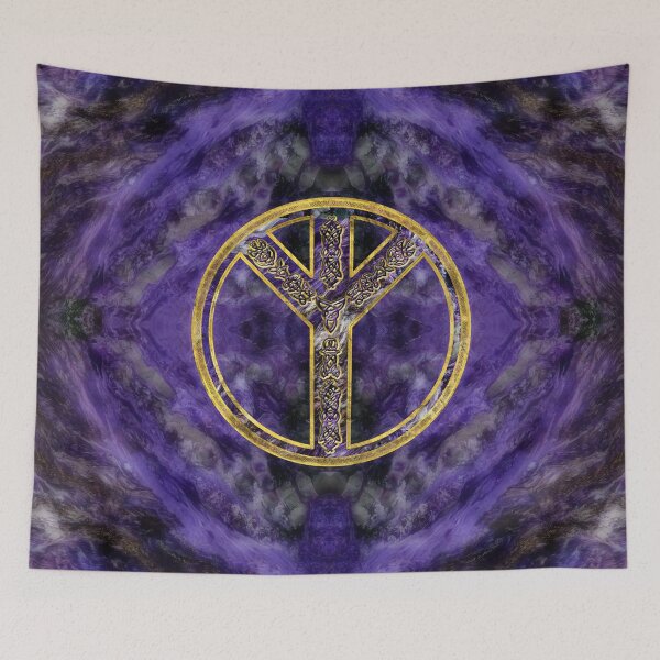 Item preview, Algiz  Rune Amethyst and Gold designed and sold by k9printart.
