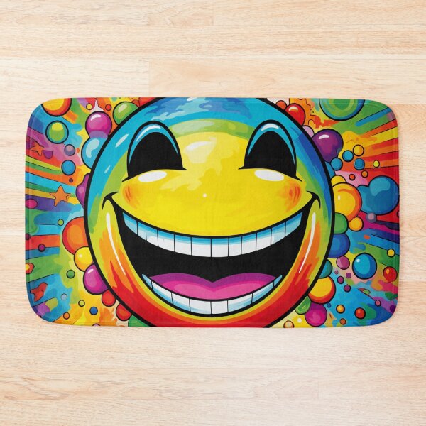 Item preview, Comic smily yellow colorful black laughing round face designed and sold by G-M-Designs.