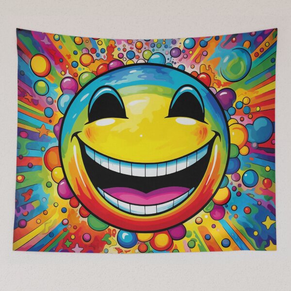 Item preview, Comic smily yellow colorful black laughing round face designed and sold by G-M-Designs.