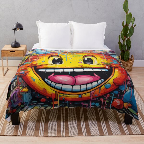 Item preview, Comic Street Art Smily yellow colorful black laughing round face designed and sold by G-M-Designs.