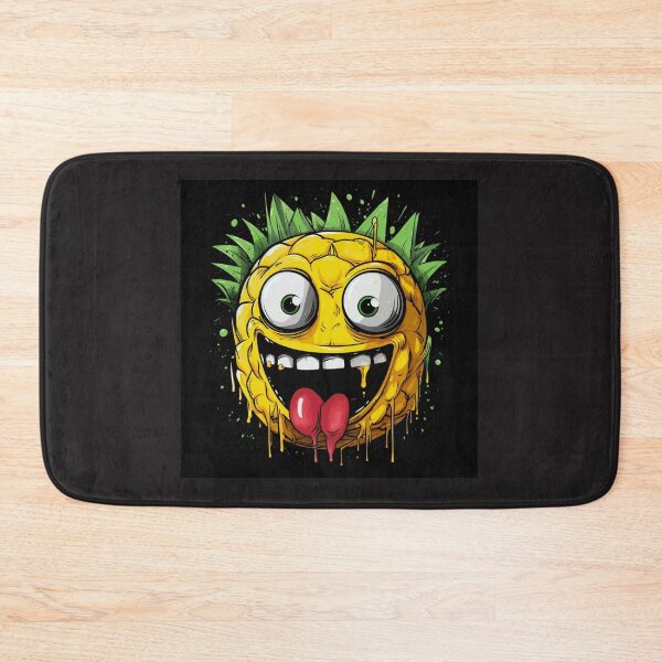 Item preview, Comic street art yellow colorful black laughing pineapple face fruit designed and sold by G-M-Designs.