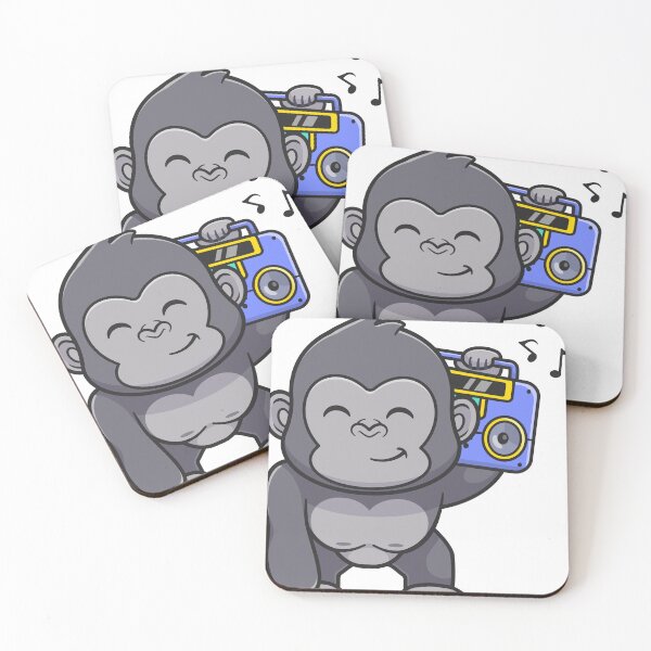Item preview, Gorilla listening music with boombox designed and sold by sasa-creations.