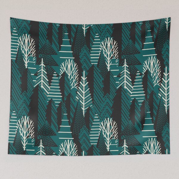 Item preview, Winter forest // night swim green panna cotta and morel beige cozy pine trees  designed and sold by SelmaCardoso.