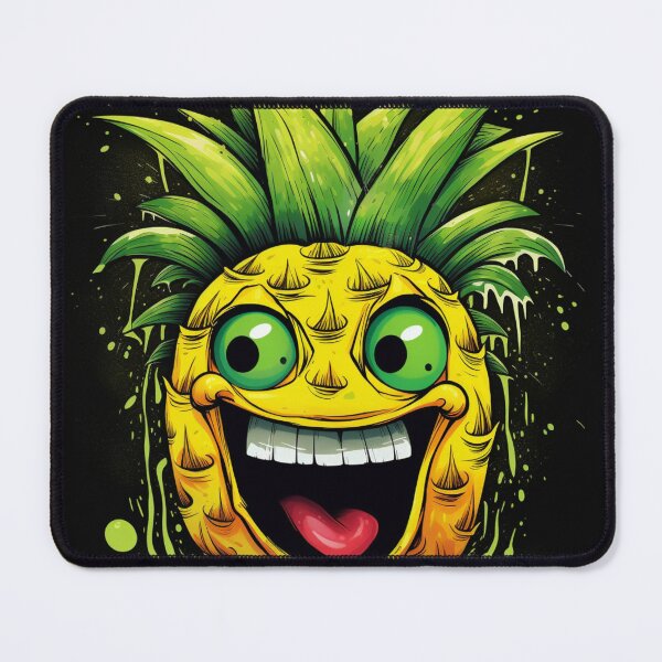 Item preview, Comic street art yellow colorful black laughing pineapple face fruit designed and sold by G-M-Designs.