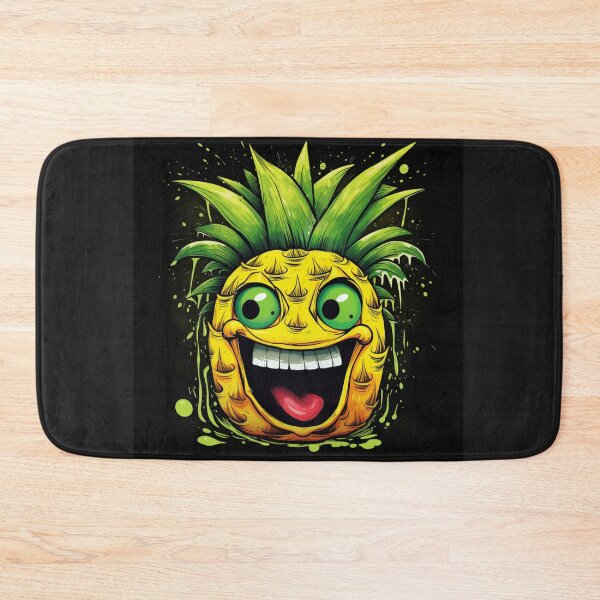 Item preview, Comic street art yellow colorful black laughing pineapple face fruit designed and sold by G-M-Designs.