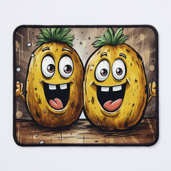Item preview, Comic street art yellow colorful black laughing potatoes pair of fruits designed and sold by G-M-Designs.