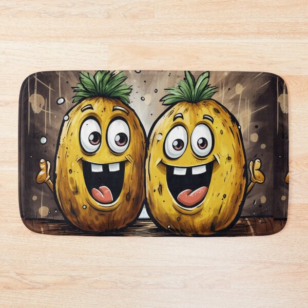 Item preview, Comic street art yellow colorful black laughing potatoes pair of fruits designed and sold by G-M-Designs.