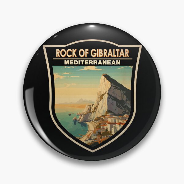 Item preview, Rock of Gibraltar Travel Art Badge designed and sold by KrisSidDesigns.