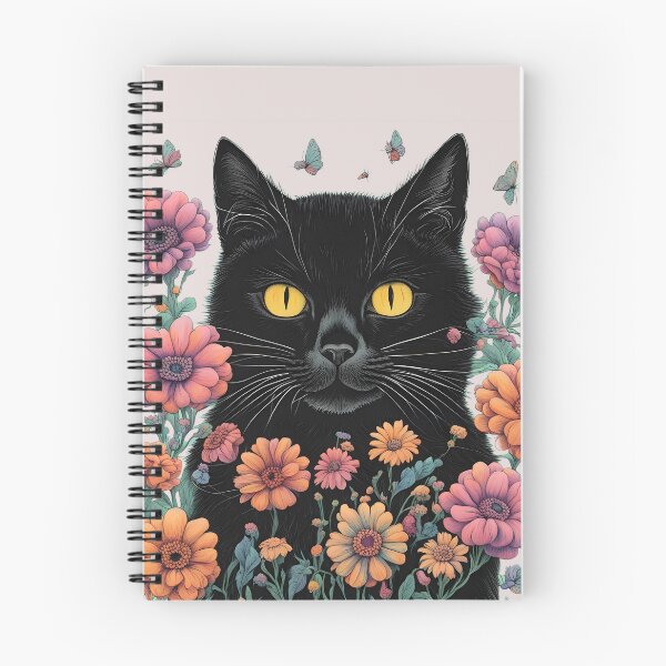 Item preview, Wierdo retro Black Cat flowers ColorfulArt  designed and sold by Catophile.