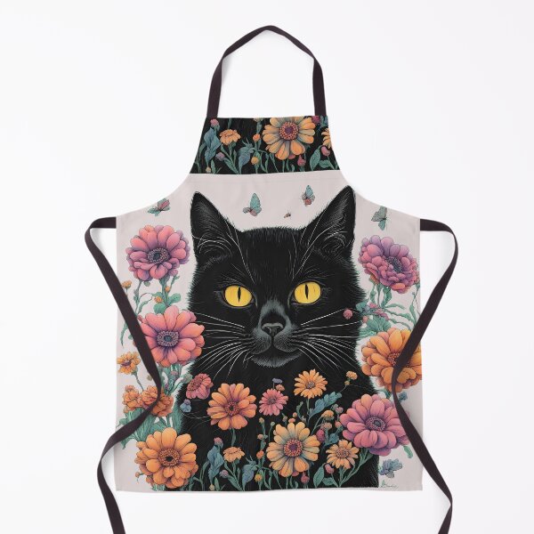 Item preview, Wierdo retro Black Cat flowers ColorfulArt  designed and sold by Catophile.