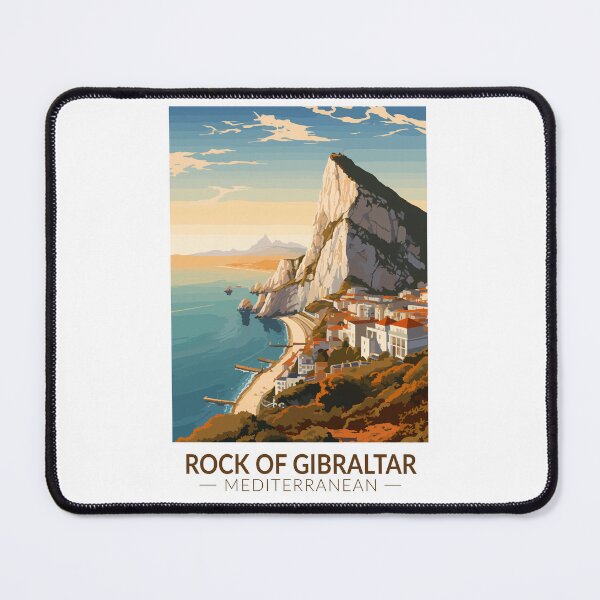 Item preview, Rock of Gibraltar Travel Art Vintage designed and sold by KrisSidDesigns.