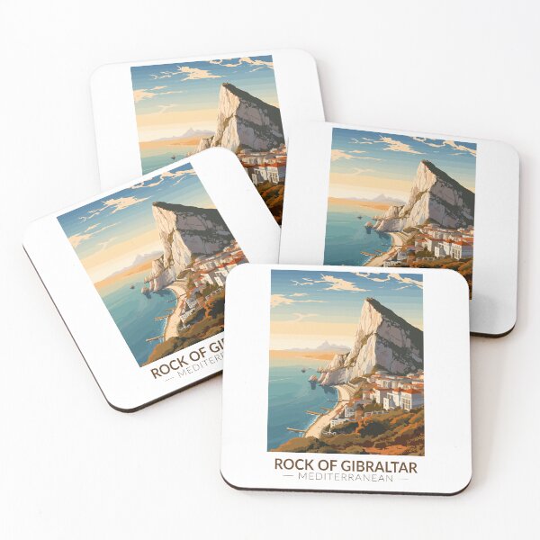 Item preview, Rock of Gibraltar Travel Art Vintage designed and sold by KrisSidDesigns.