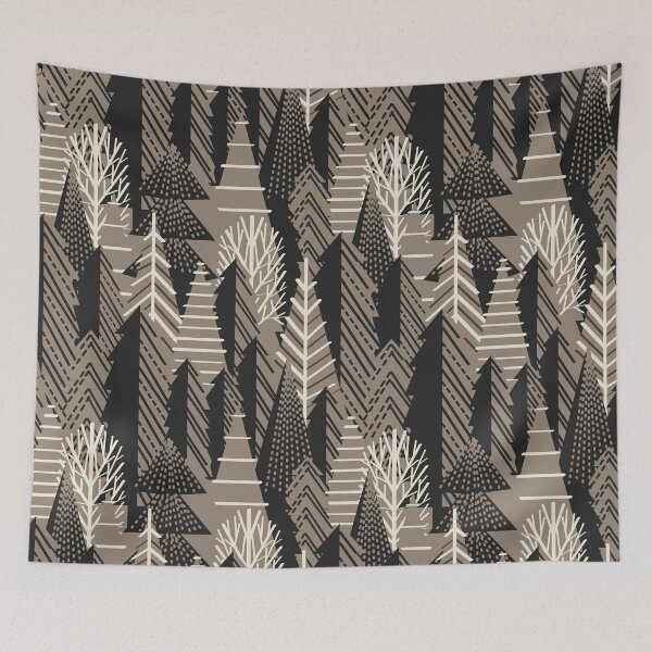 Item preview, Winter forest // morel and panna cotta beige cozy pine trees  designed and sold by SelmaCardoso.