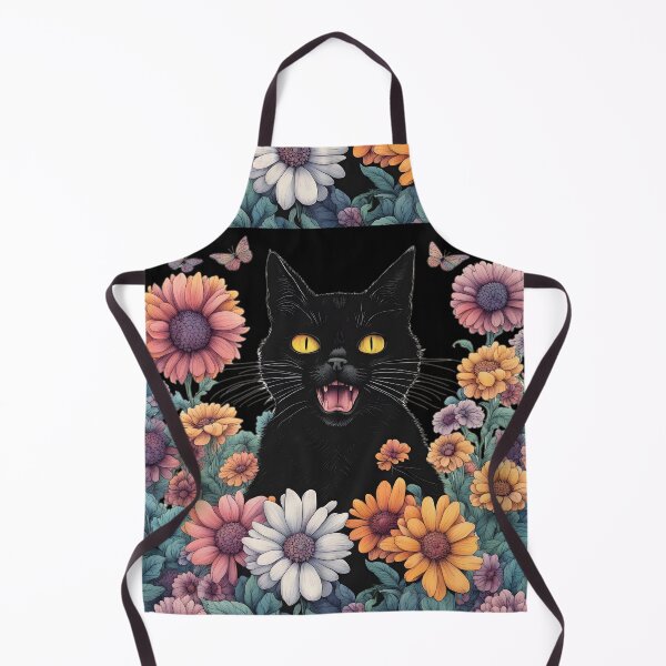 Item preview, Wierdo retro Black Cat flowers ColorfulArt  designed and sold by Catophile.