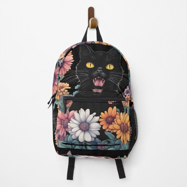 Item preview, Wierdo retro Black Cat flowers ColorfulArt  designed and sold by Catophile.