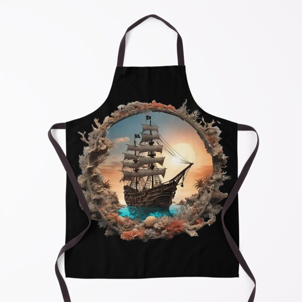 Item preview, Ship at Sea Surrounded by Corals at Sunset designed and sold by Aquillashop.