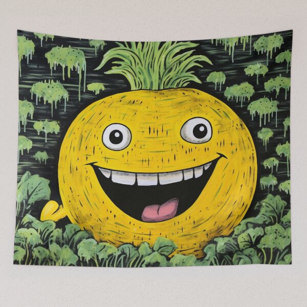 Item preview, Comic street art yellow colorful black laughing turnip fruit designed and sold by G-M-Designs.