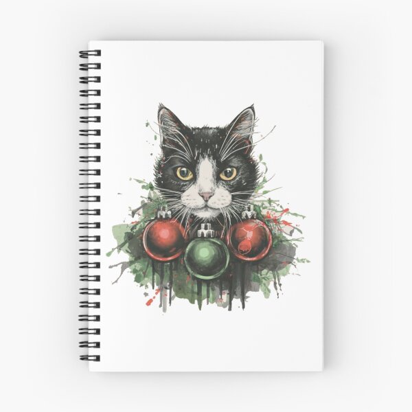 Item preview, Cat and Colorful Christmas Balls designed and sold by Osa-Store.