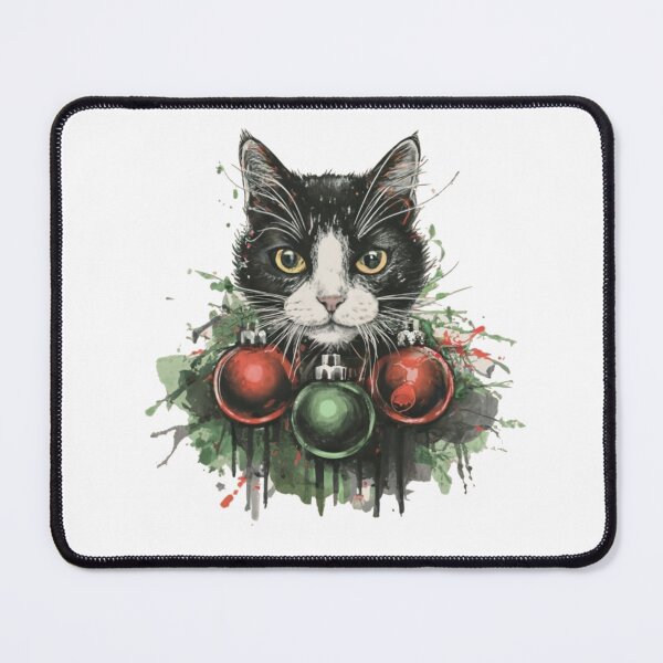 Item preview, Cat and Colorful Christmas Balls designed and sold by Osa-Store.