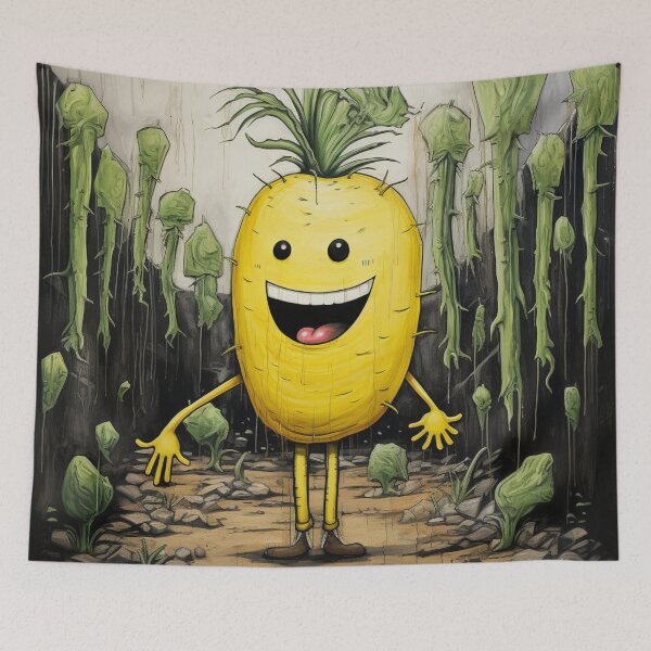 Item preview, Comic street art yellow colorful black laughing turnip fruit designed and sold by G-M-Designs.