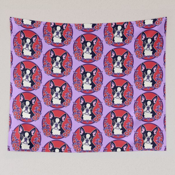 Item preview, Boston Terrier Poppy Wreath designed and sold by FivePugs.