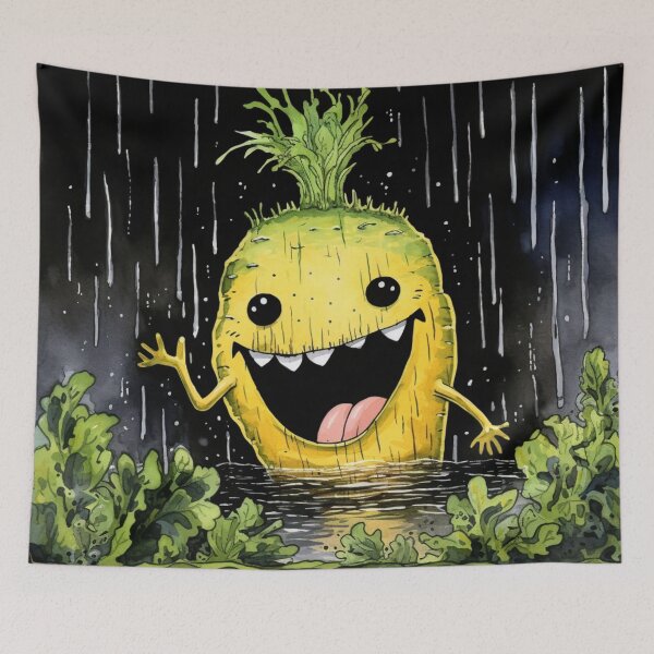 Item preview, Comic street art yellow colorful black laughing turnip fruit designed and sold by G-M-Designs.