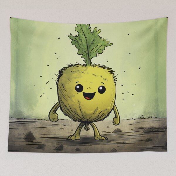 Item preview, Comic street art yellow colorful black laughing turnip fruit designed and sold by G-M-Designs.