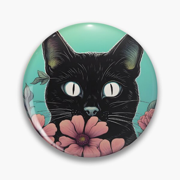 Item preview, Weird Colorful Black Cat and Flowers designed and sold by Catophile.