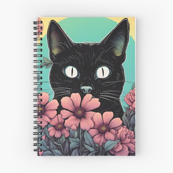 Item preview, Weird Colorful Black Cat and Flowers designed and sold by Catophile.