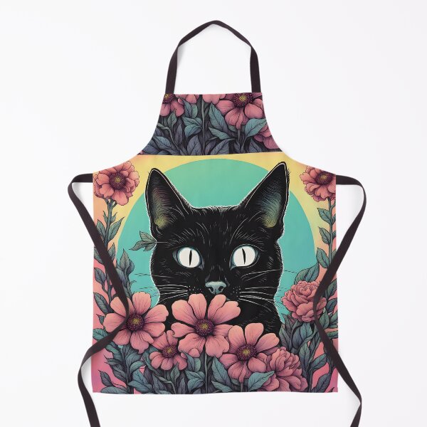 Item preview, Weird Colorful Black Cat and Flowers designed and sold by Catophile.