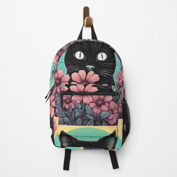 Item preview, Weird Colorful Black Cat and Flowers designed and sold by Catophile.
