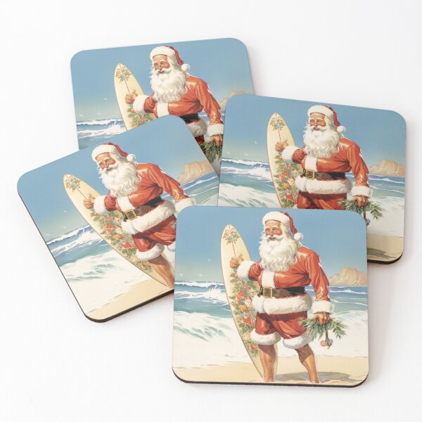 Item preview, Vintage Surfing Santa on the Beach designed and sold by SunnMoonHB.