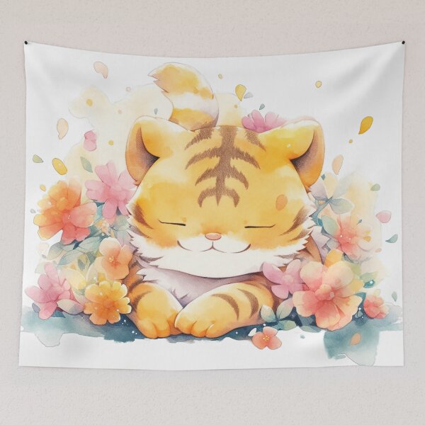 Item preview, A Smiling Cub Amidst Petal Pillows designed and sold by LittleLuvies.