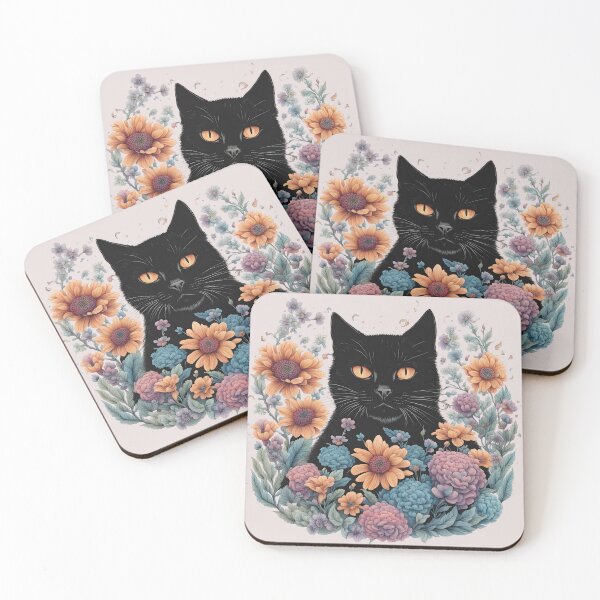 Artikelvorschau, seltsame Retro schwarze Katzenblumen ColorfulArt entworfen und verkauft von Catophile.