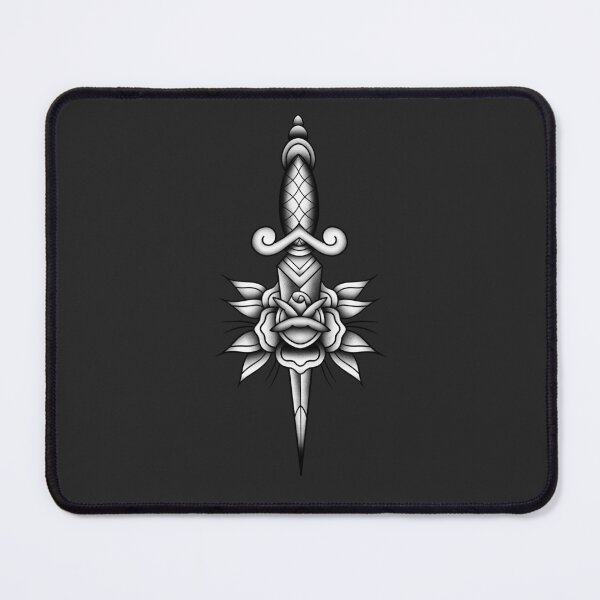Item preview, ROSE DAGGER TATTOO FLASH - B&W designed and sold by hugoncalves.