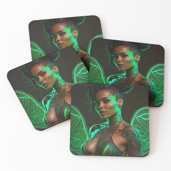 Item preview, Neon Green Black Woman, Tattoos designed and sold by asaroberson.