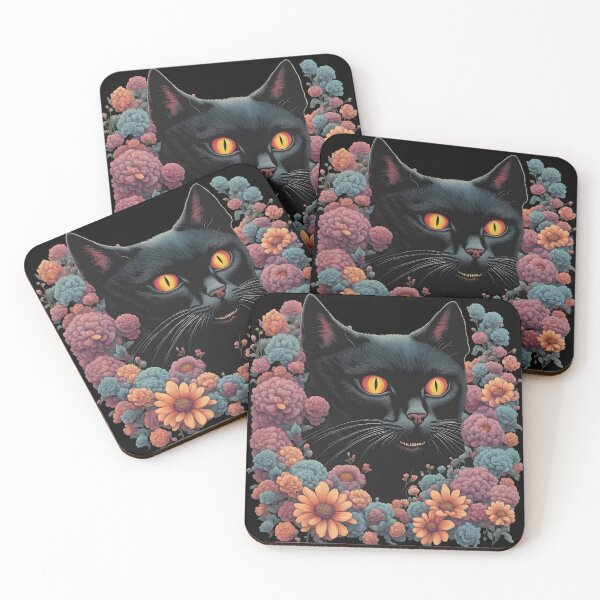 Artikelvorschau, Verrückte schwarze Katze blüht Retro ColorfulArt entworfen und verkauft von Catophile.
