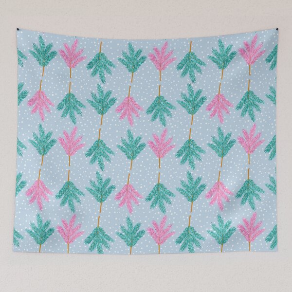 Item preview, Christmas branches and snowflakes on a light blue background designed and sold by marielorestudio.