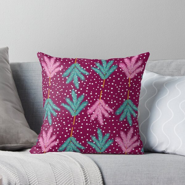 Item preview, Christmas branches and snowflakes on burgundy background designed and sold by marielorestudio.